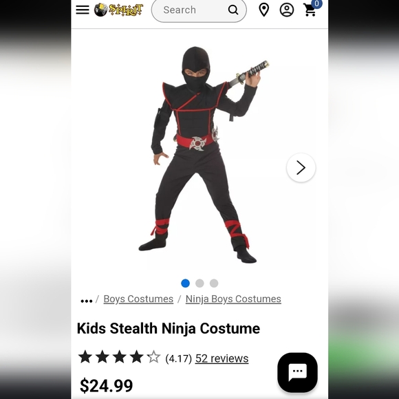 Spirit Halloween~Stealth Ninja Costume~Size‎ Small 6/8~Black Red - Picture 5 of 6